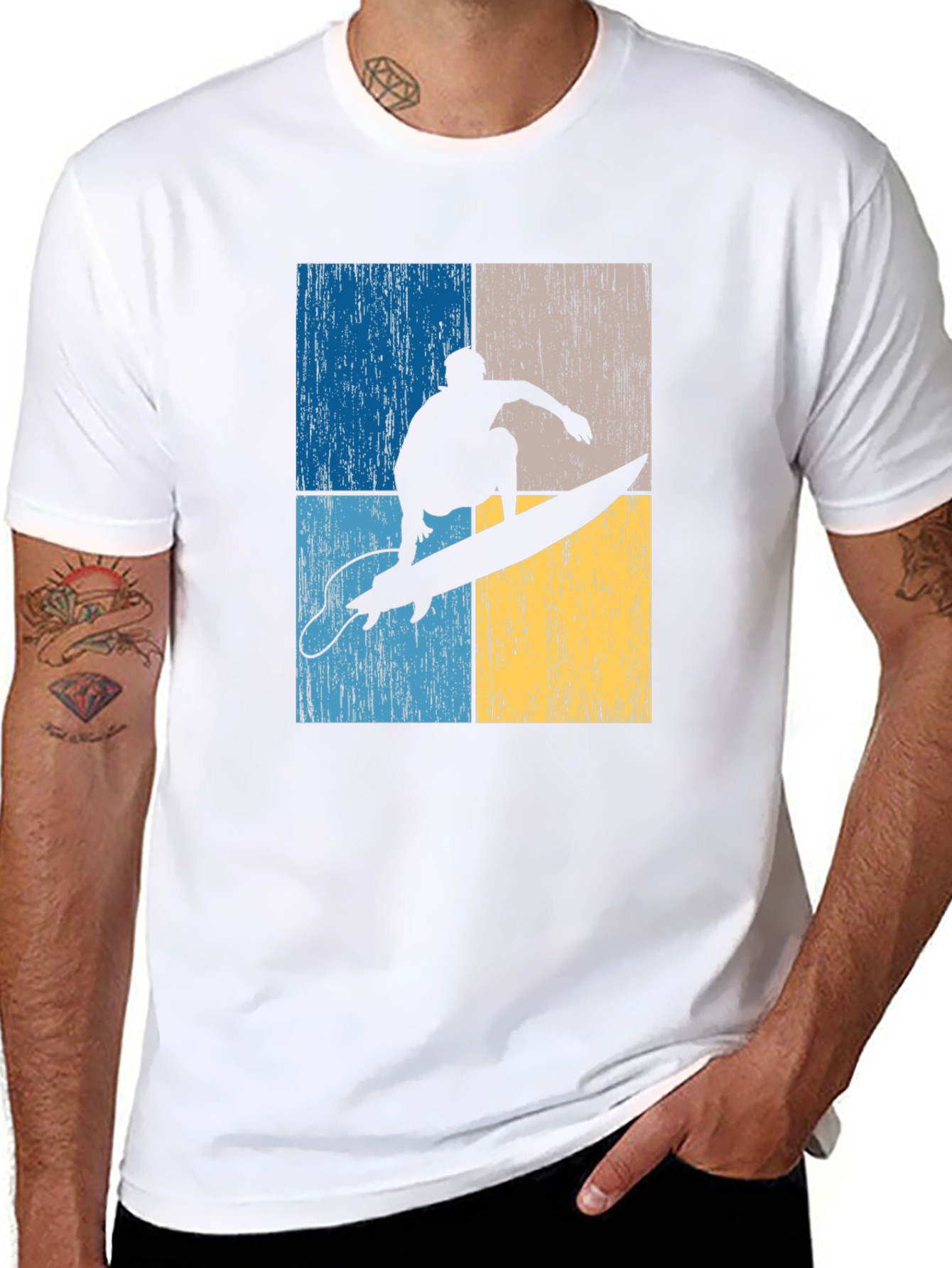 Surfer Silhouette Graphic T-Shirt - Cool Retro Design