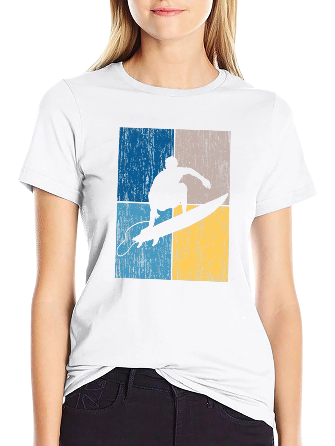 Surfer Silhouette Graphic T-Shirt - Cool Retro Design