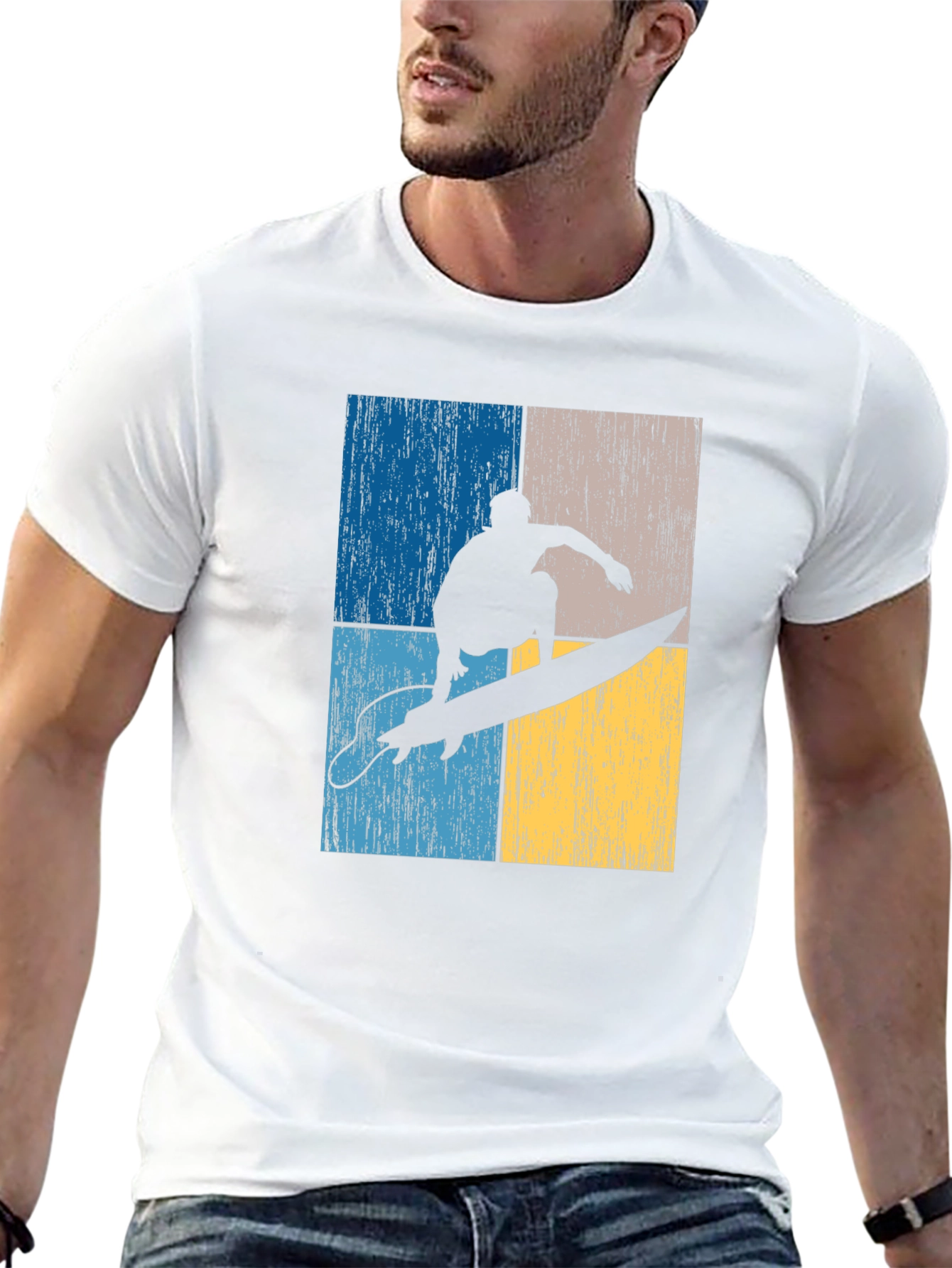 Surfer Silhouette Graphic T-Shirt - Cool Retro Design