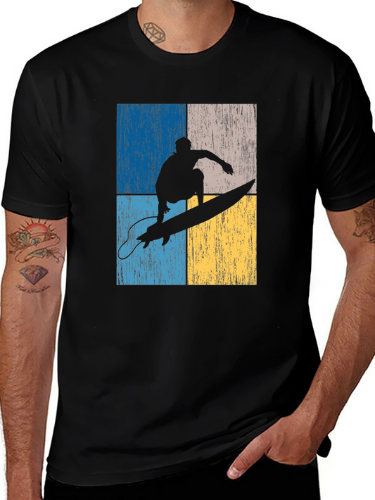 Surfer Silhouette Graphic T-Shirt - Cool Retro Design