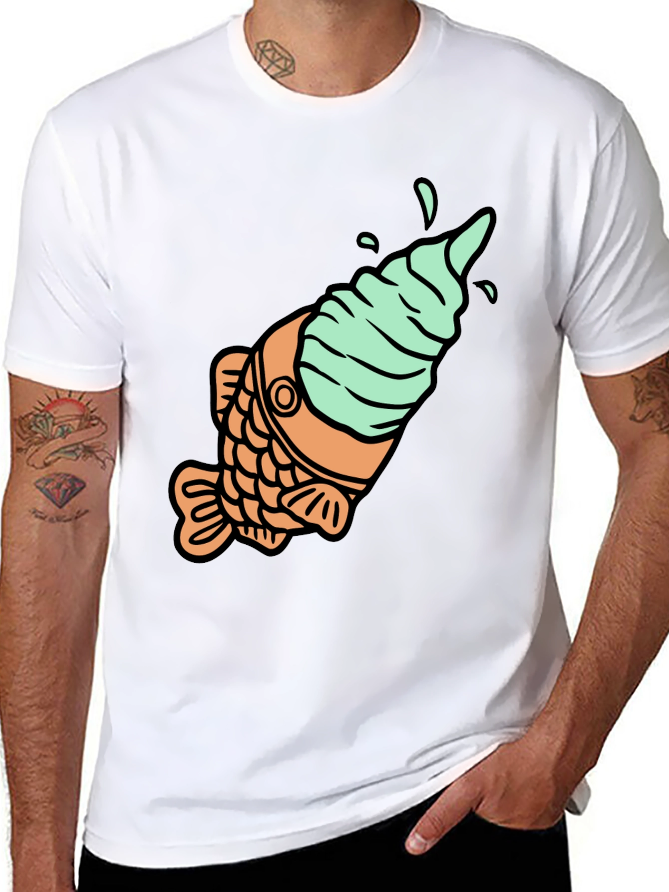 Taiyaki Ice Cream T-Shirt - Novelty Fish Cone Tee