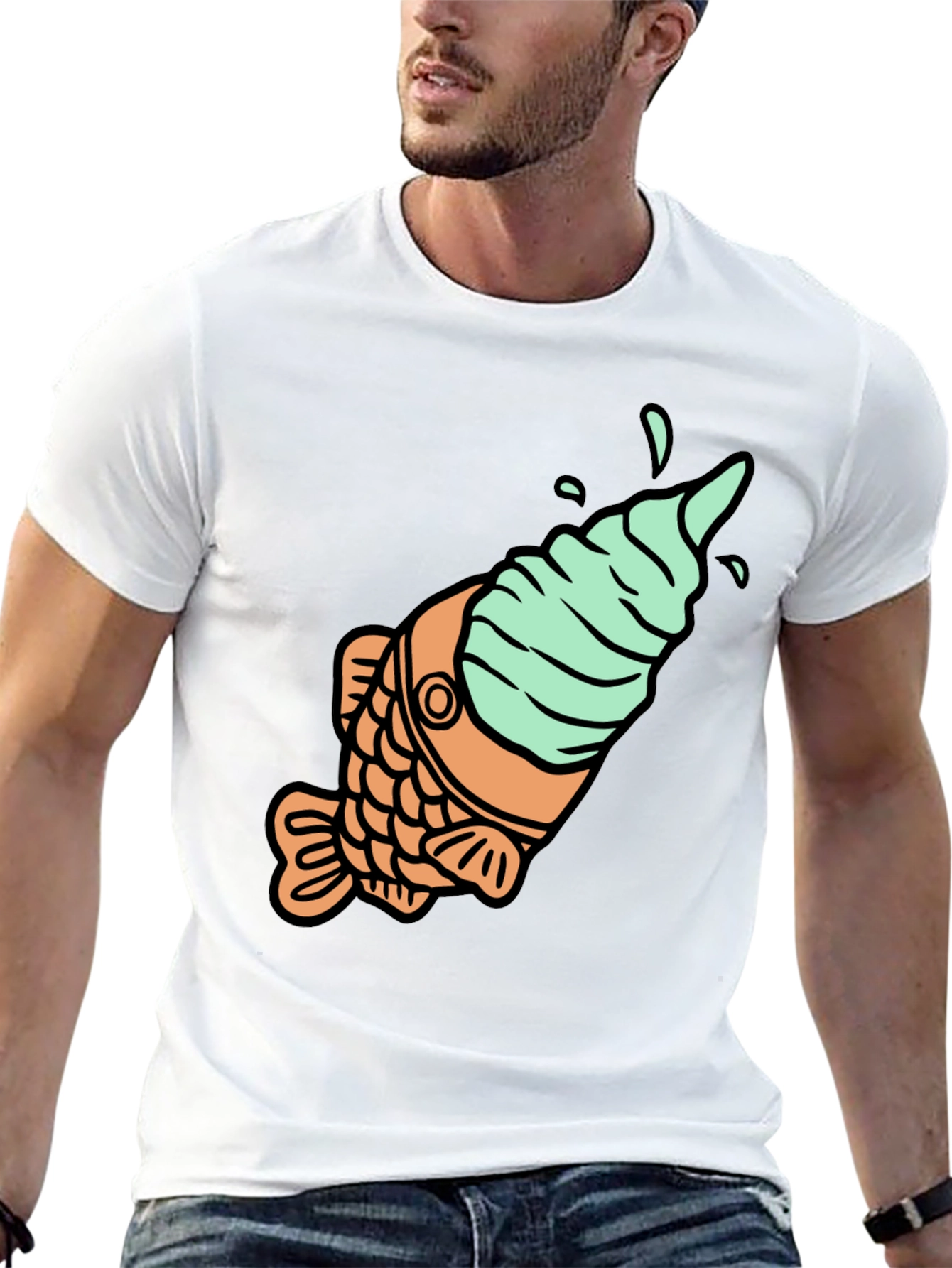 Taiyaki Ice Cream T-Shirt - Novelty Fish Cone Tee