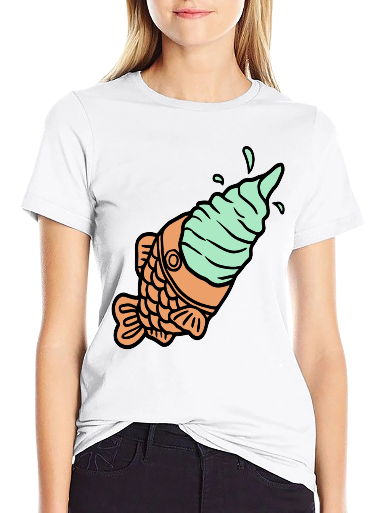 Taiyaki Ice Cream T-Shirt - Novelty Fish Cone Tee