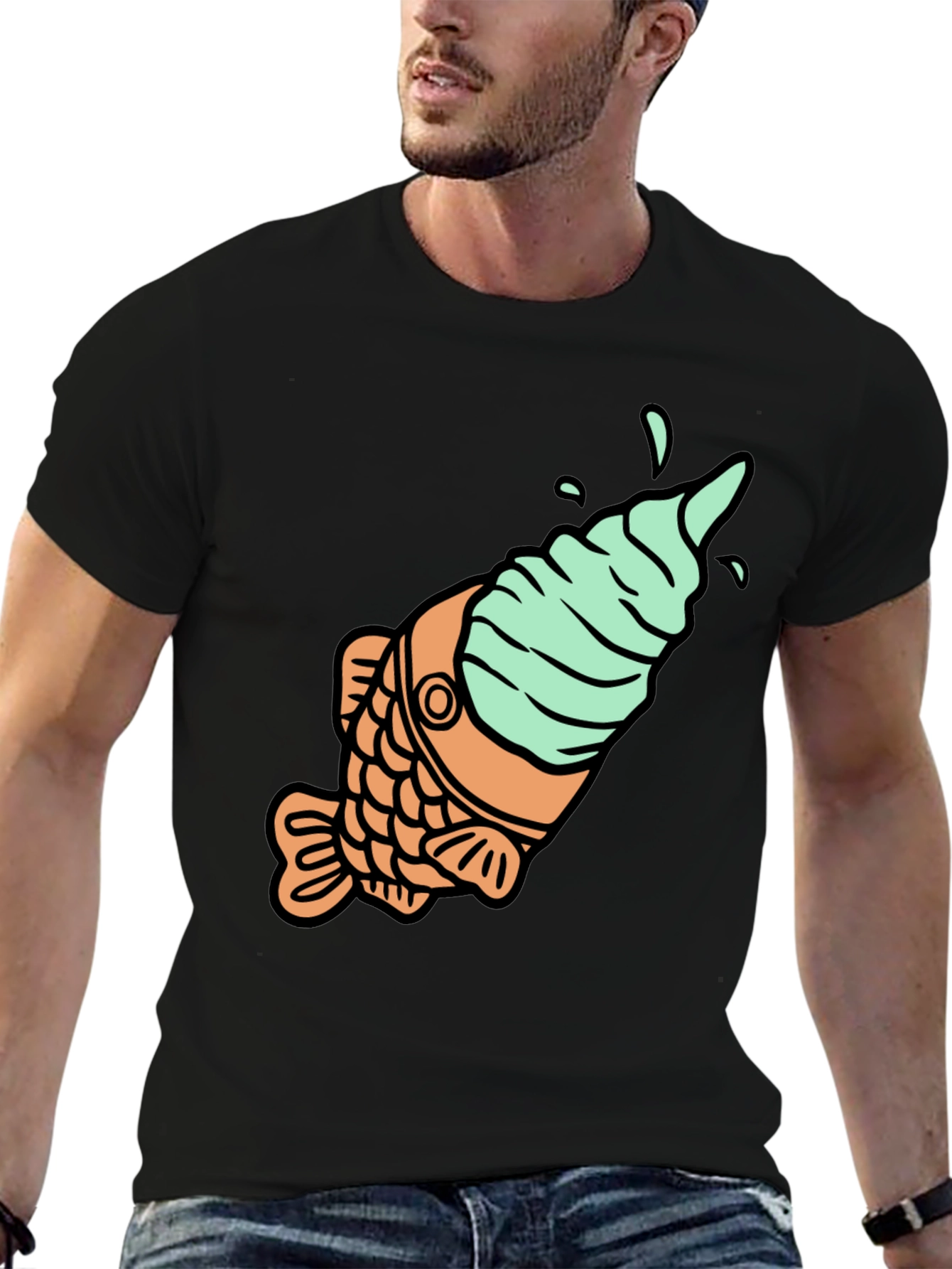 Taiyaki Ice Cream T-Shirt - Novelty Fish Cone Tee