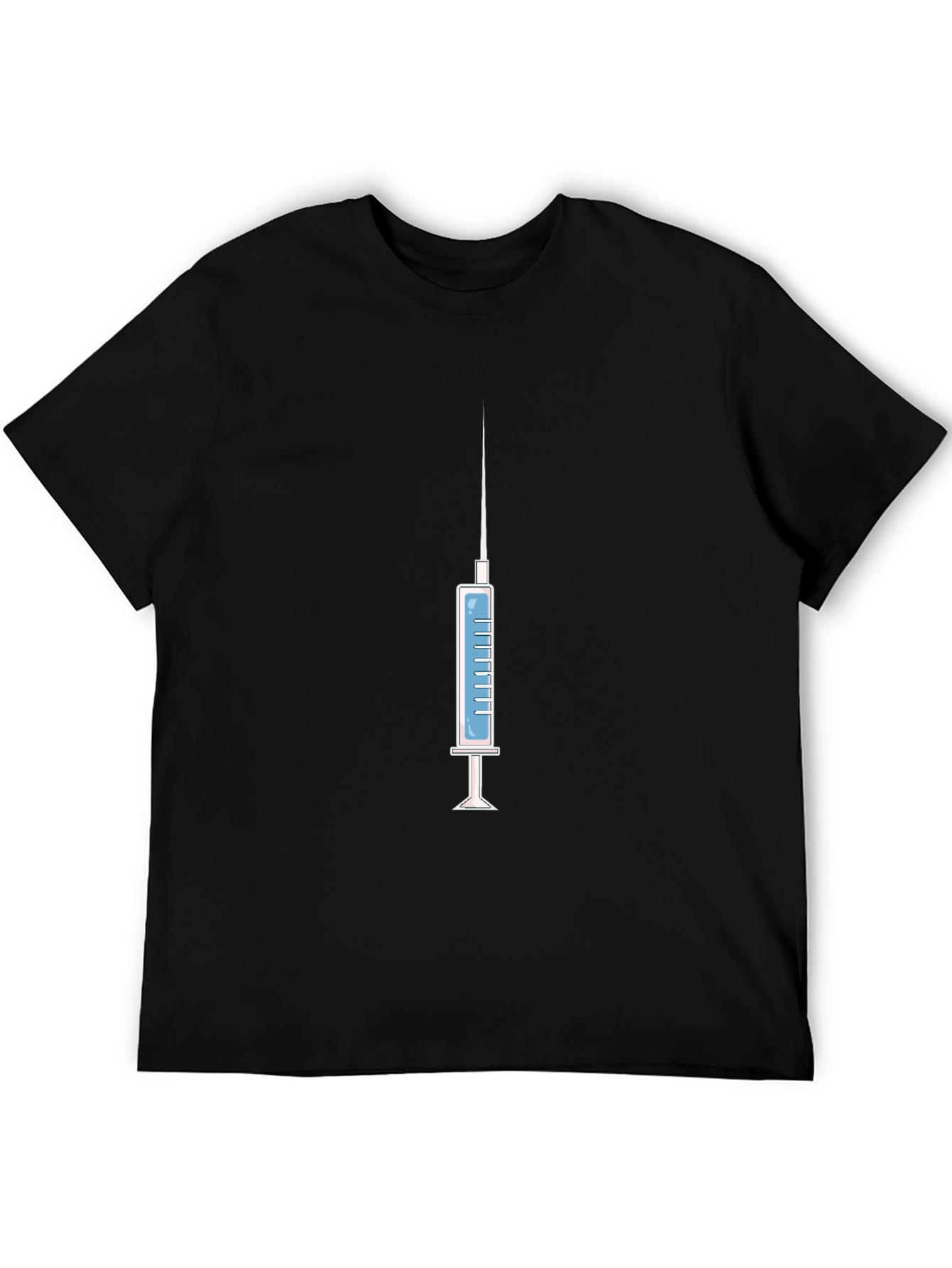 Syringe Graphic Tee - Novelty Design Black Cotton Shirt