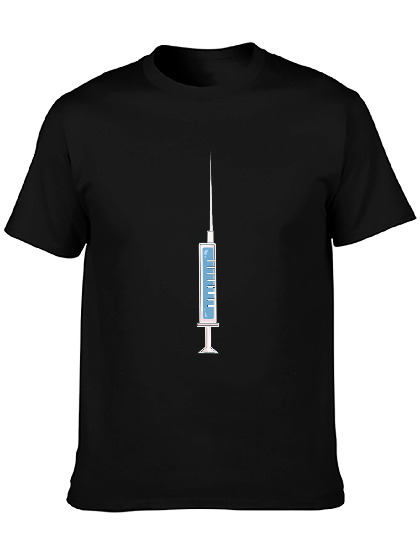 Syringe Graphic Tee - Novelty Design Black Cotton Shirt
