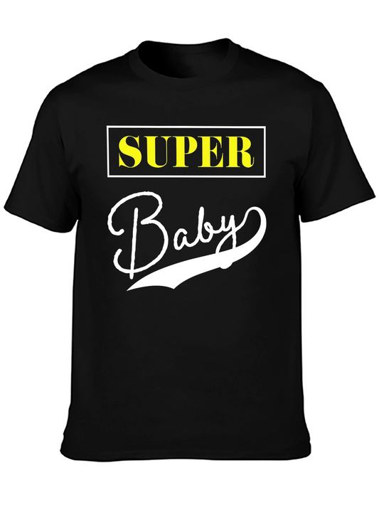 Super Baby Black Cotton Graphic Tee