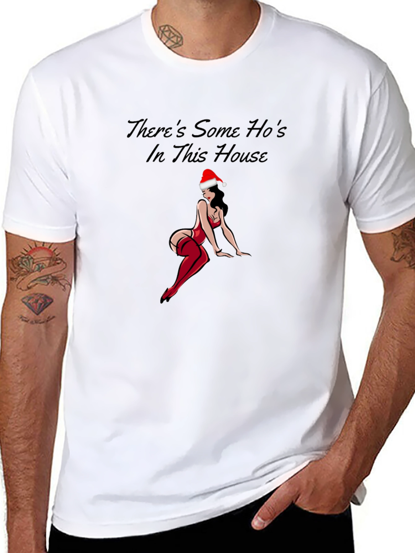 Theres Some Hos In This House Funny Christmas T-Shirt