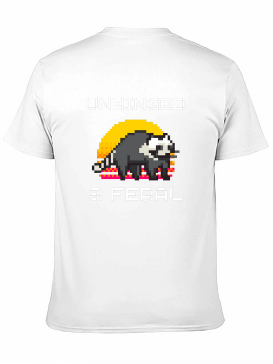 Unhinged & Feral T-Shirt - Pixel Art Raccoon Tee