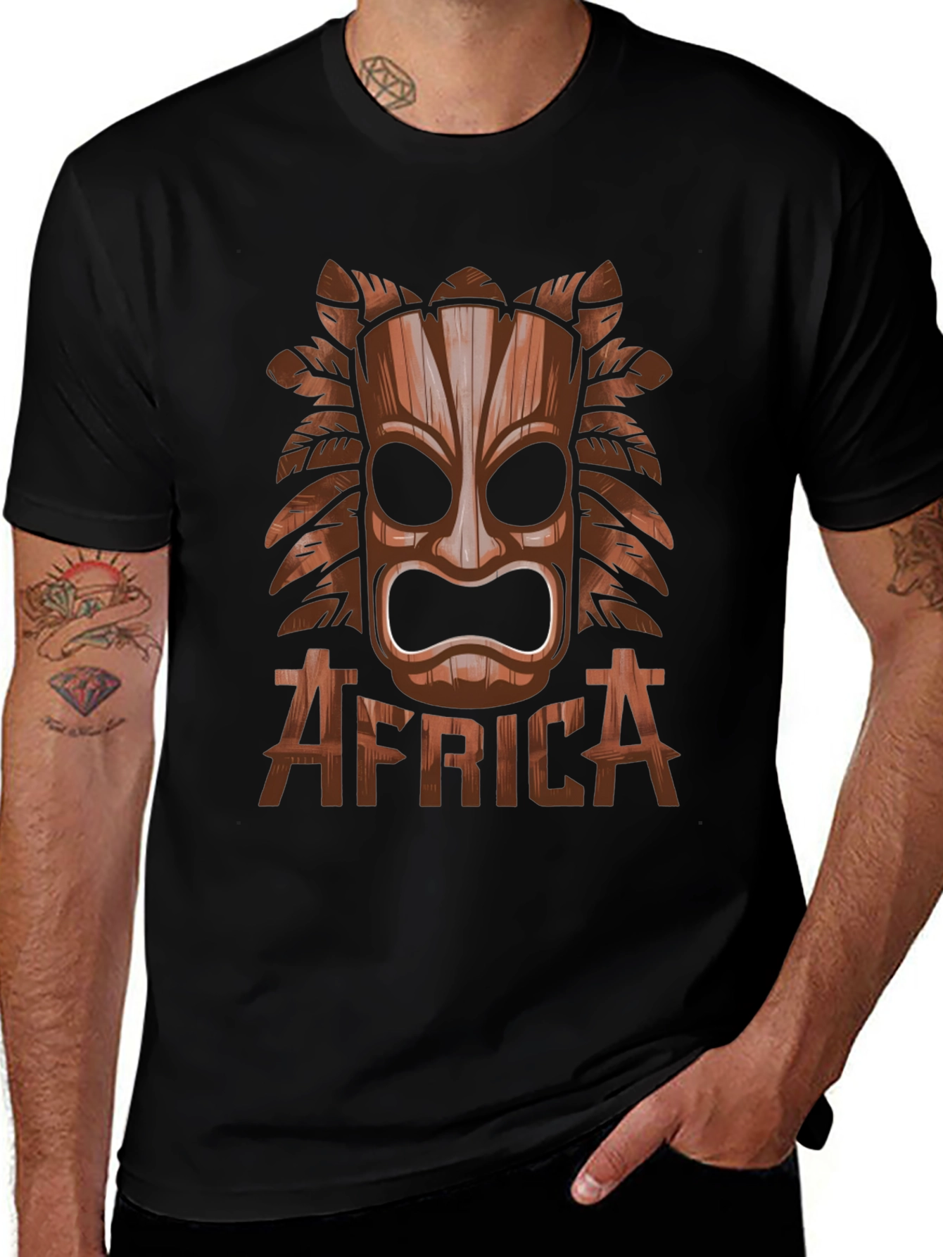 Tribal Africa Mask Black T-Shirt