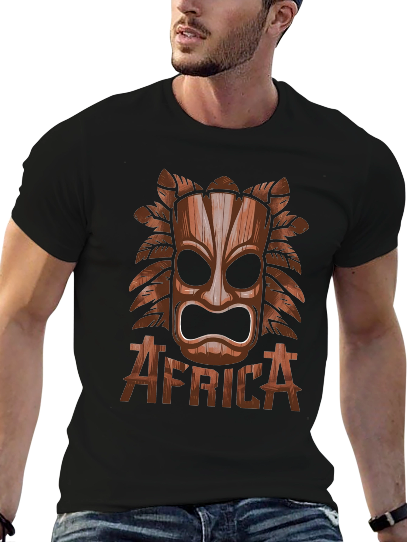 Tribal Africa Mask Black T-Shirt