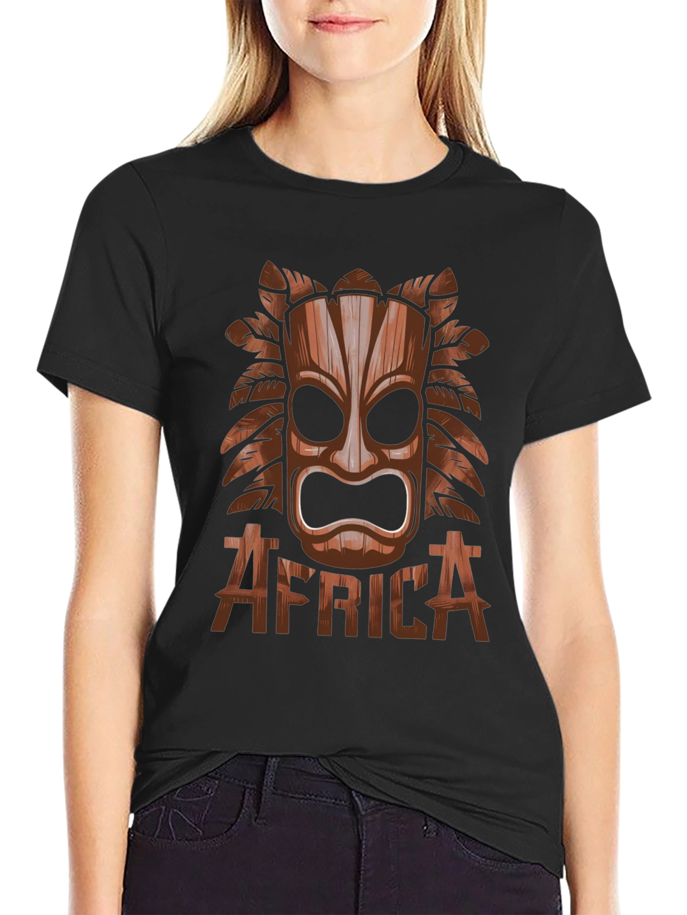 Tribal Africa Mask Black T-Shirt