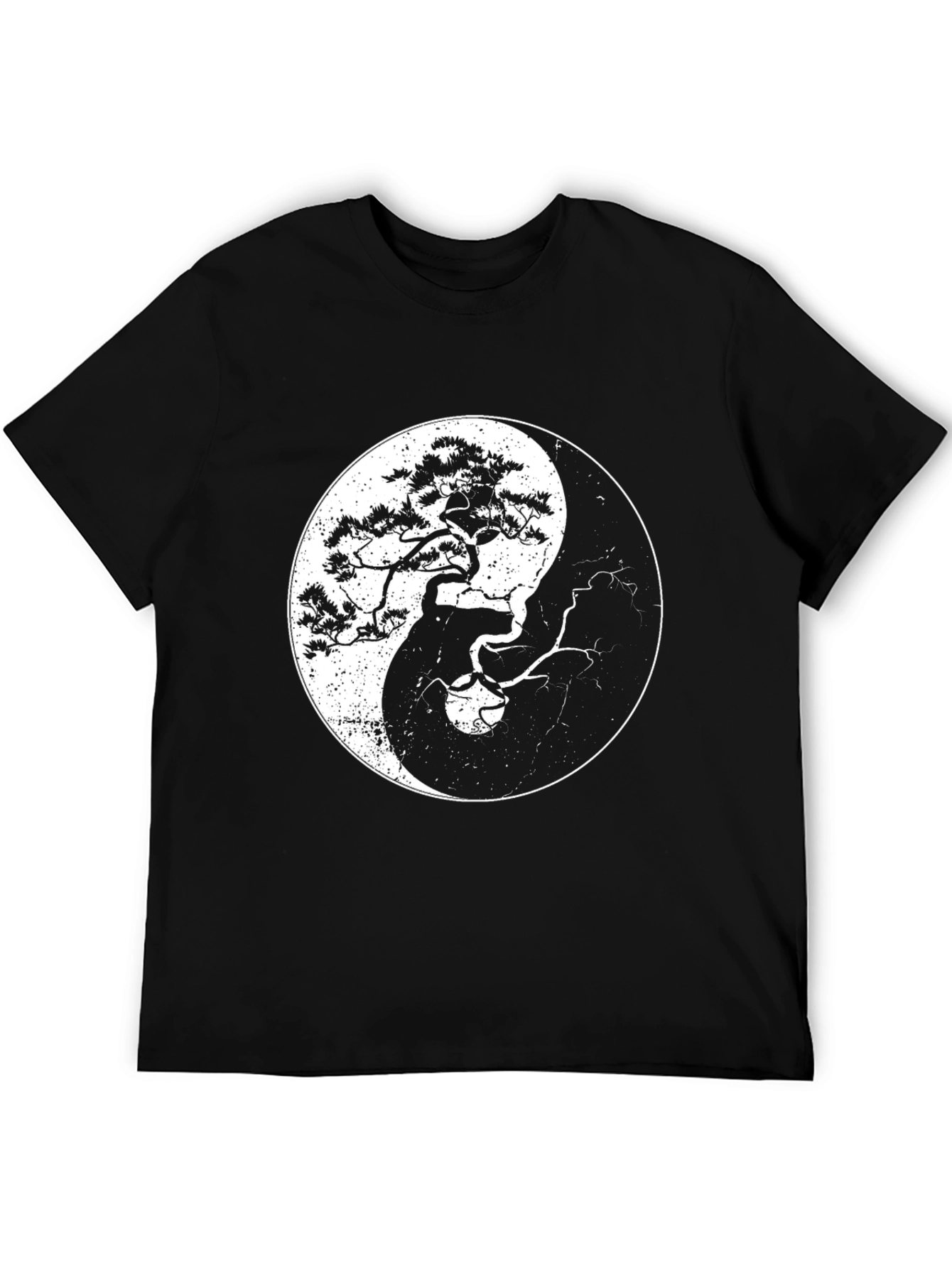 Yin Yang Bonsai Tree Black T-Shirt