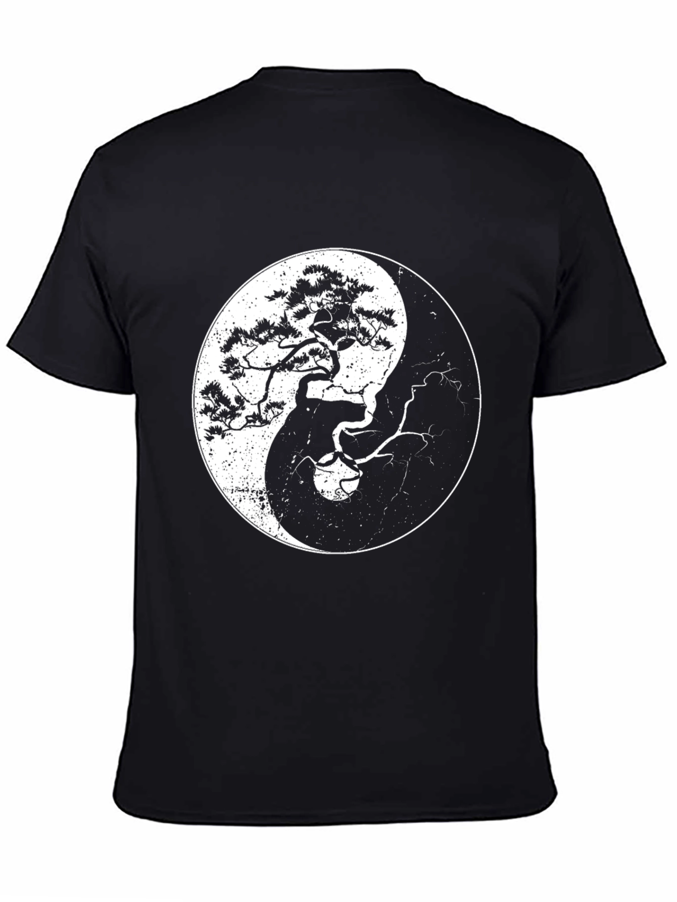 Yin Yang Bonsai Tree Black T-Shirt