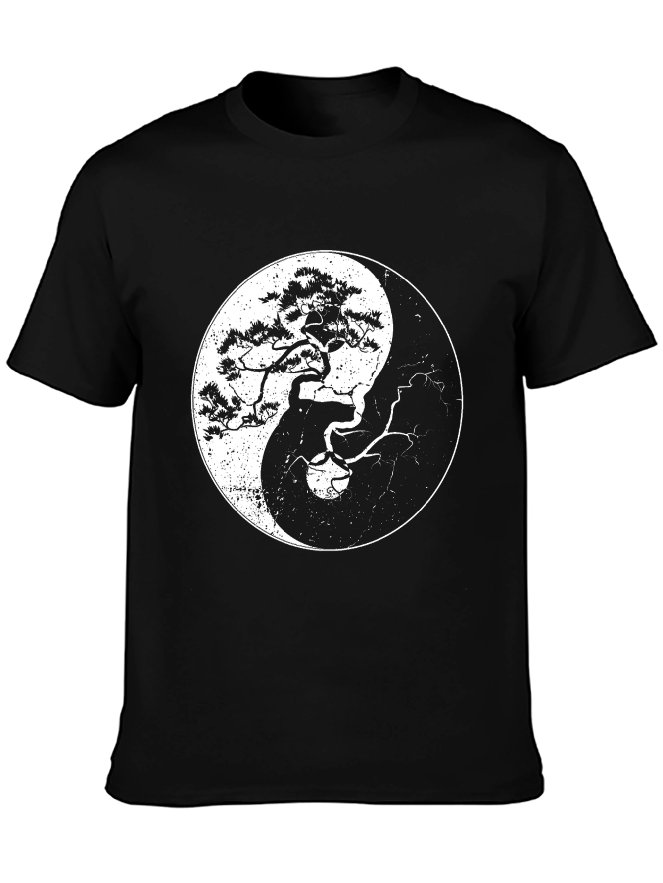 Yin Yang Bonsai Tree Black T-Shirt