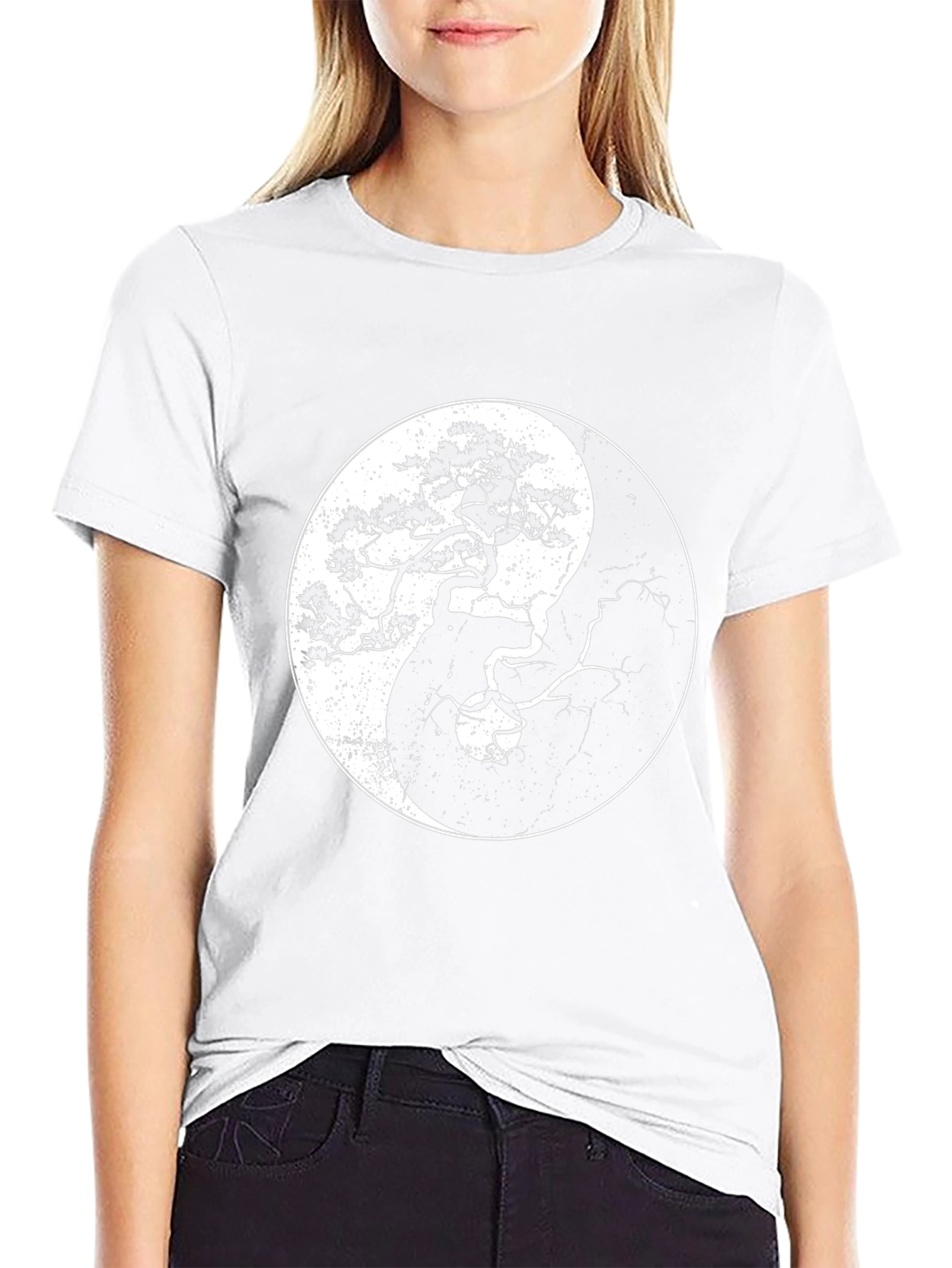 Yin Yang Bonsai Tree Black T-Shirt