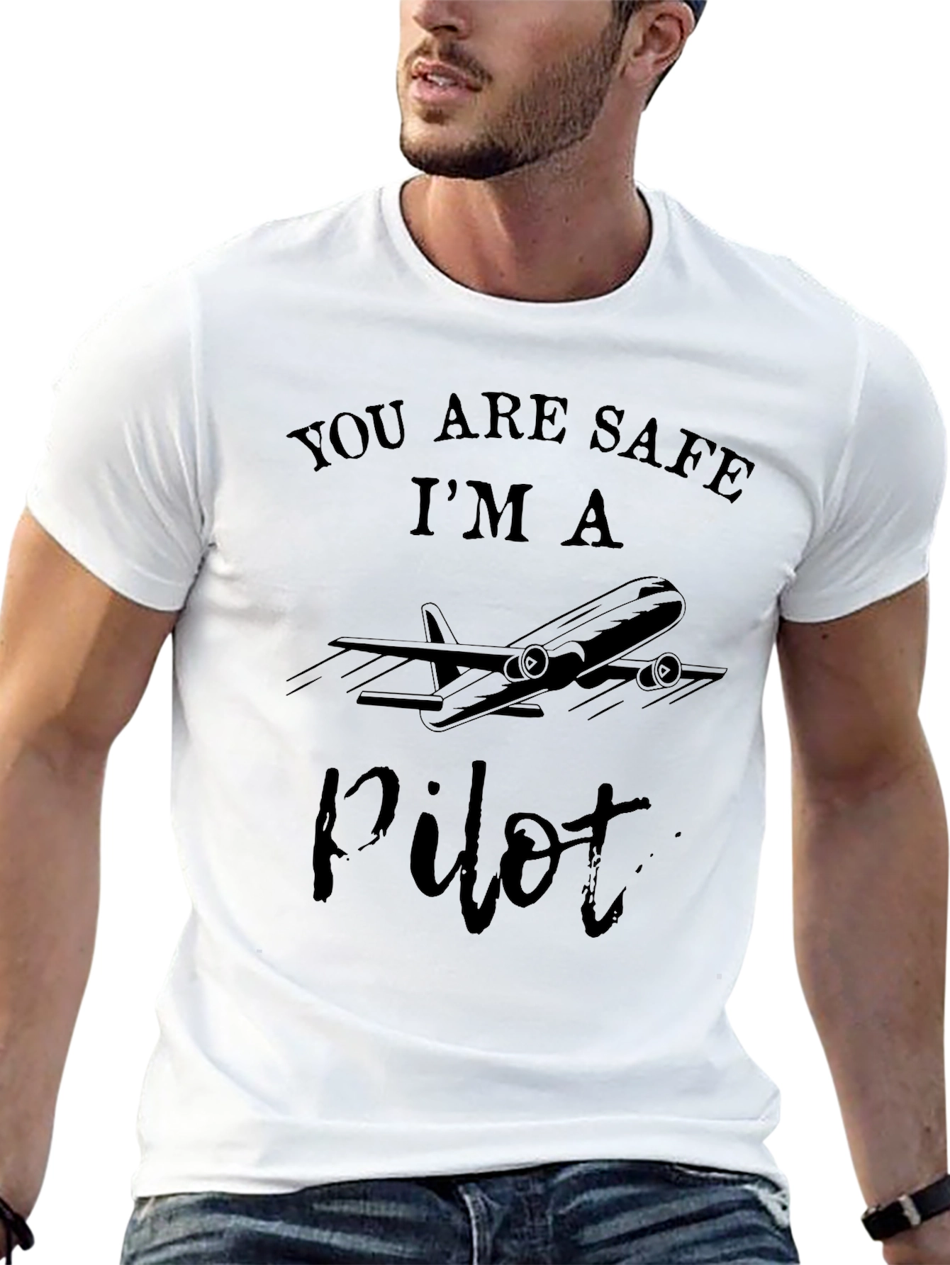 You Are Safe Im A Pilot Black T-Shirt
