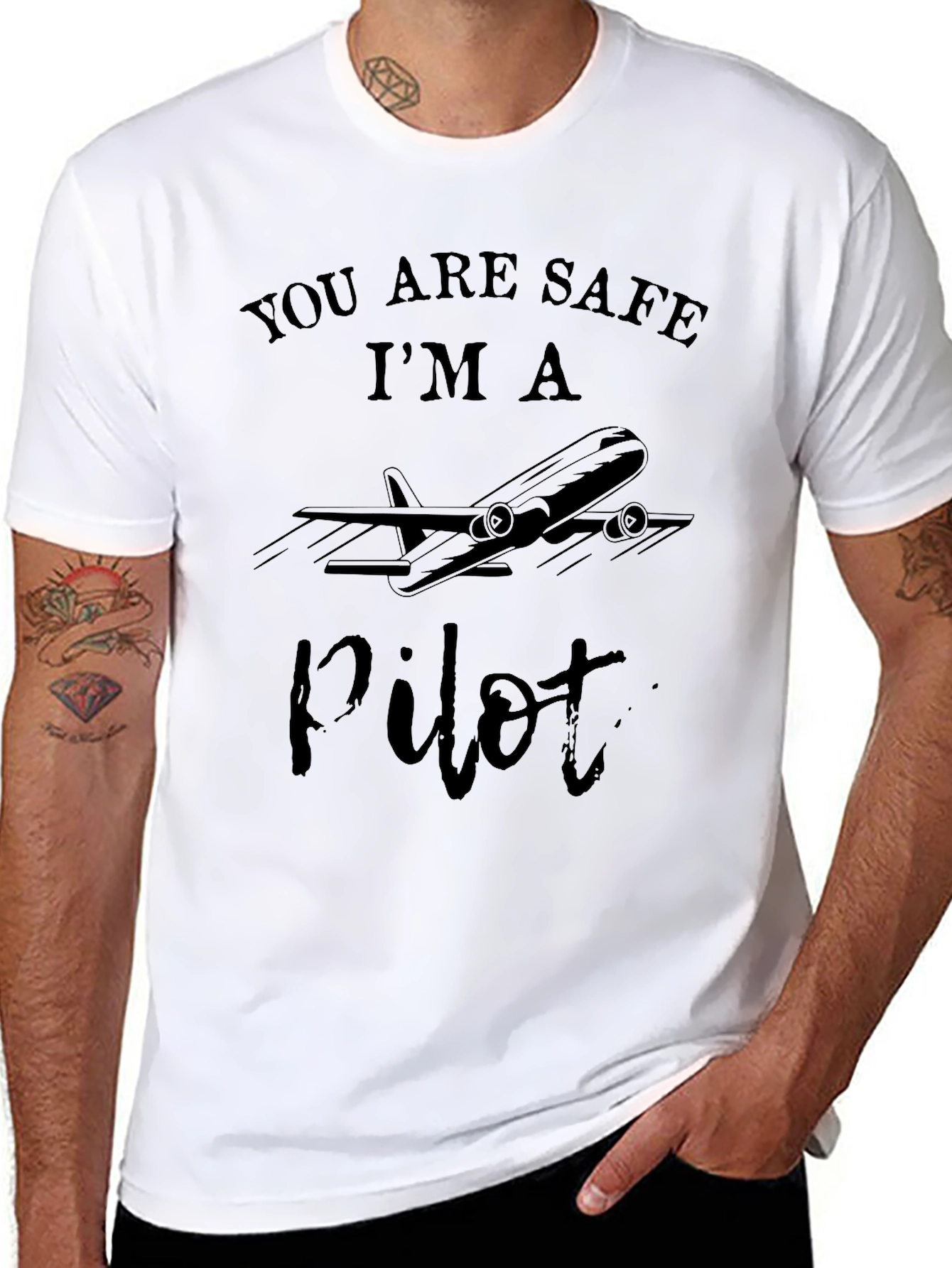 You Are Safe Im A Pilot Black T-Shirt