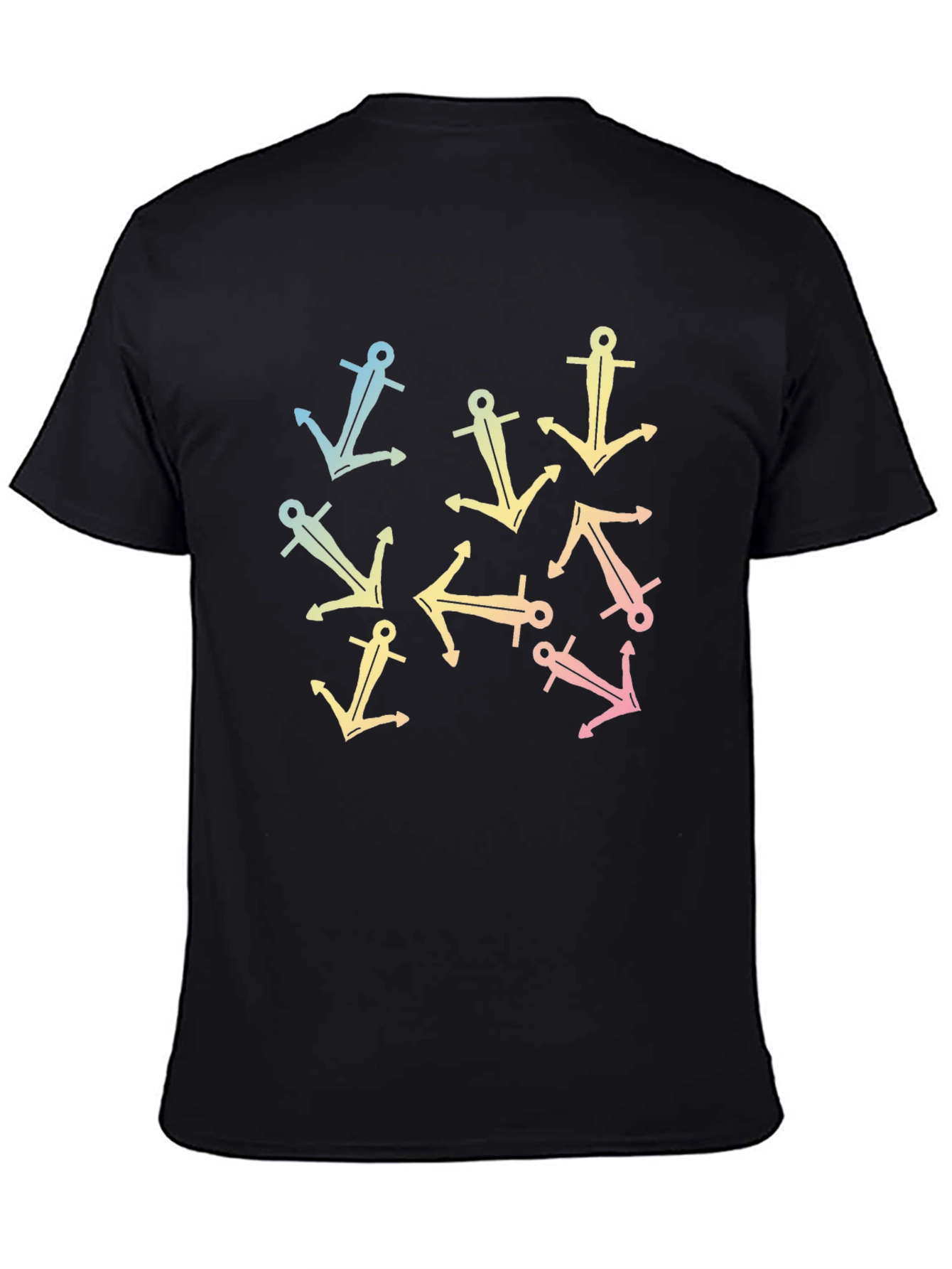 Trendy Anchor Print Black T-Shirt