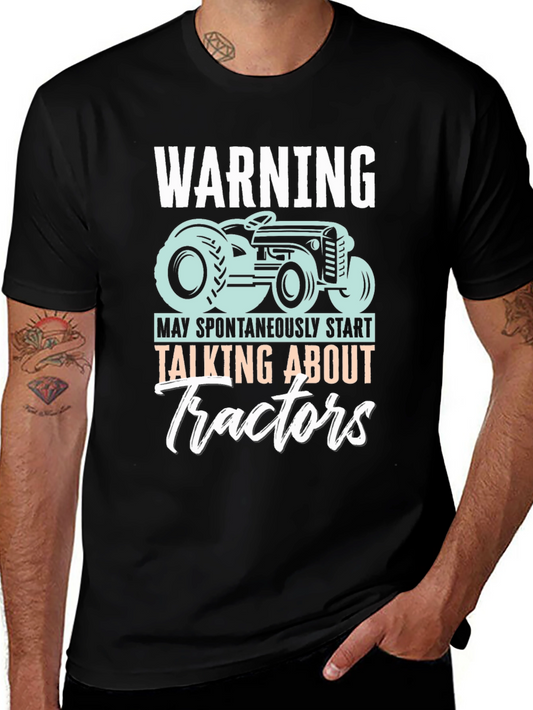 Warning Tractors Graphic T-Shirt