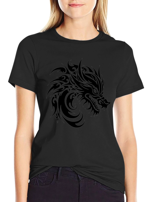 Tribal Wolf Graphic Black T-Shirt