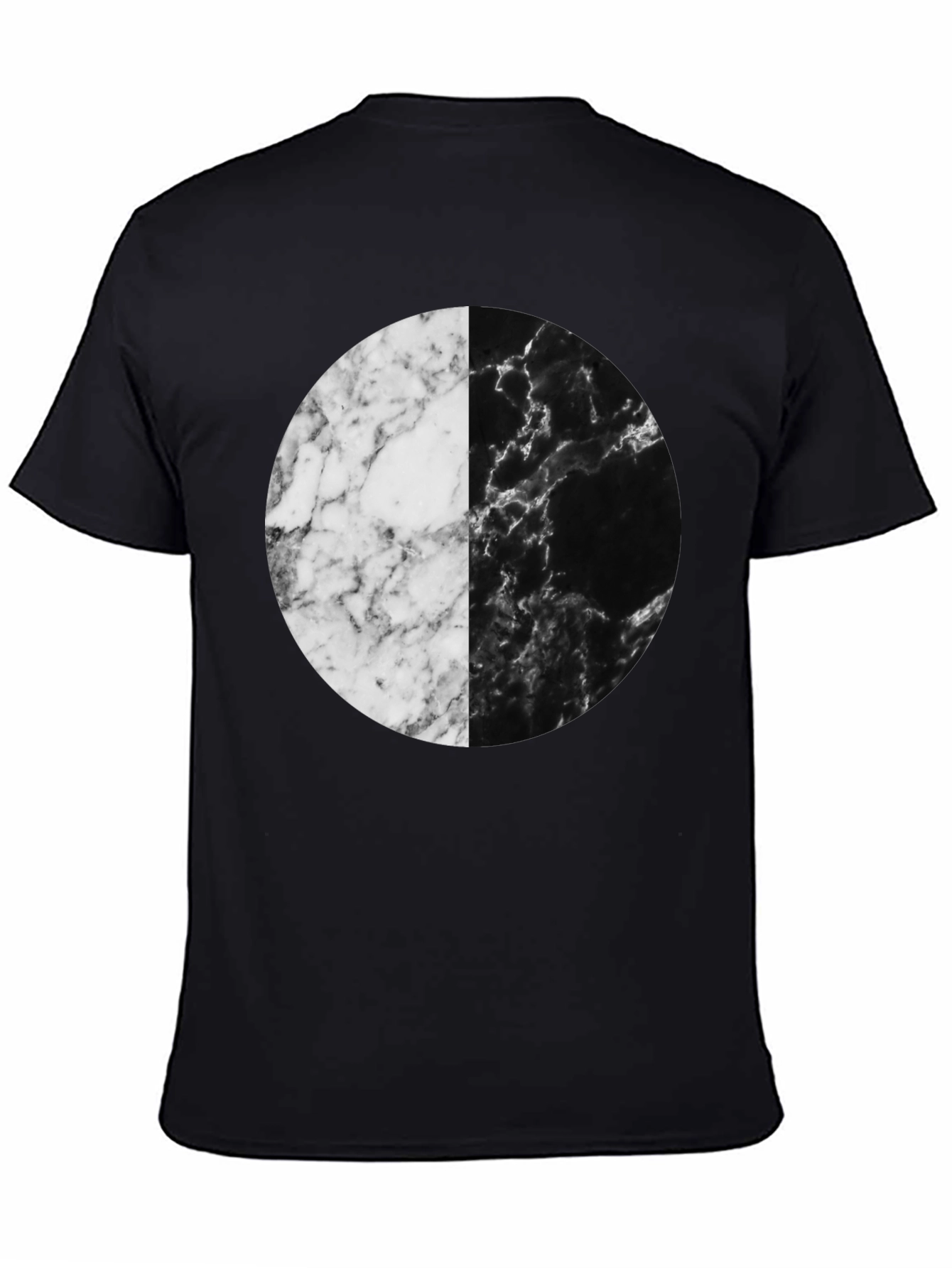 Yin Yang Marble Circle Black T-Shirt