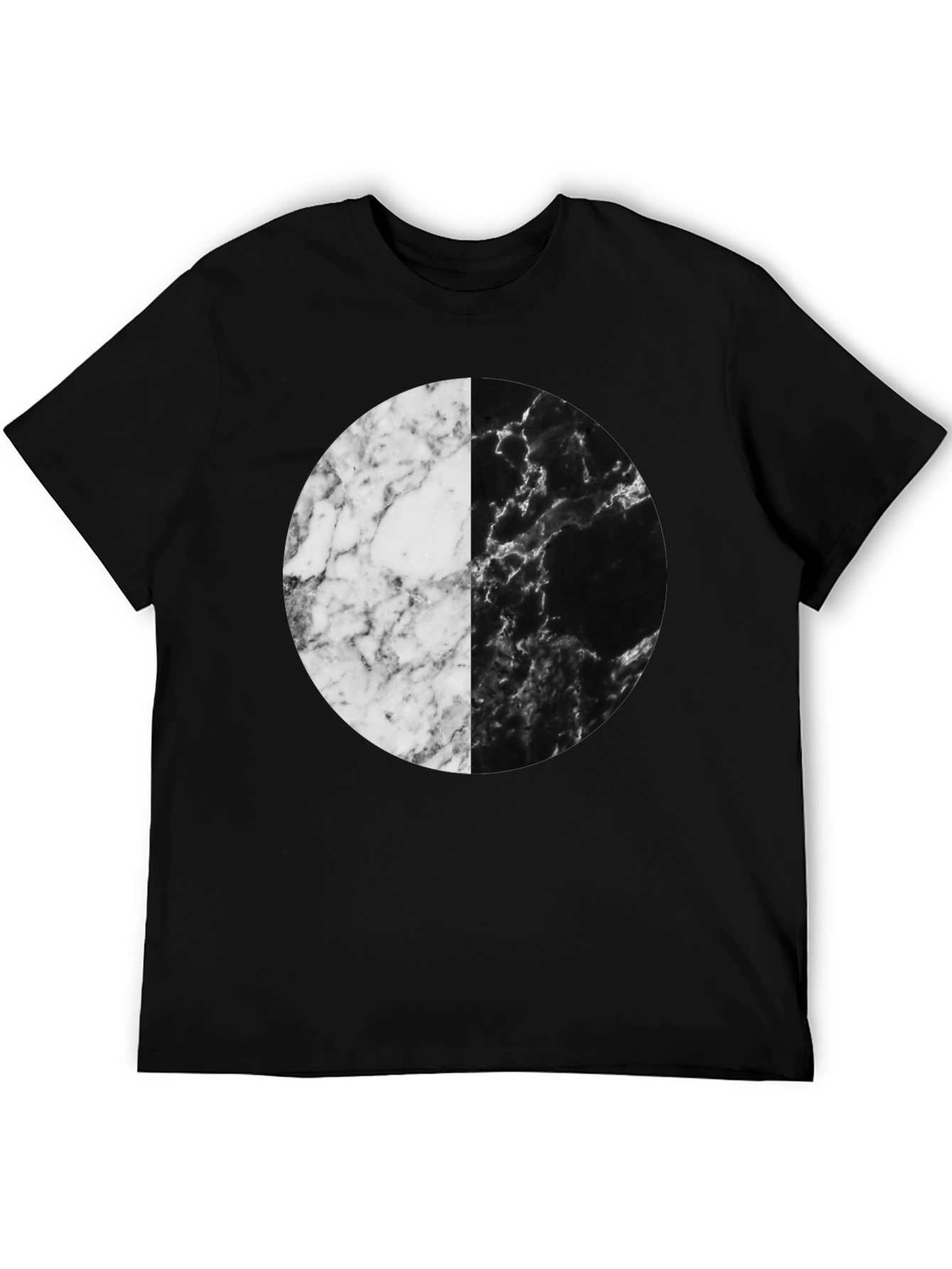Yin Yang Marble Circle Black T-Shirt