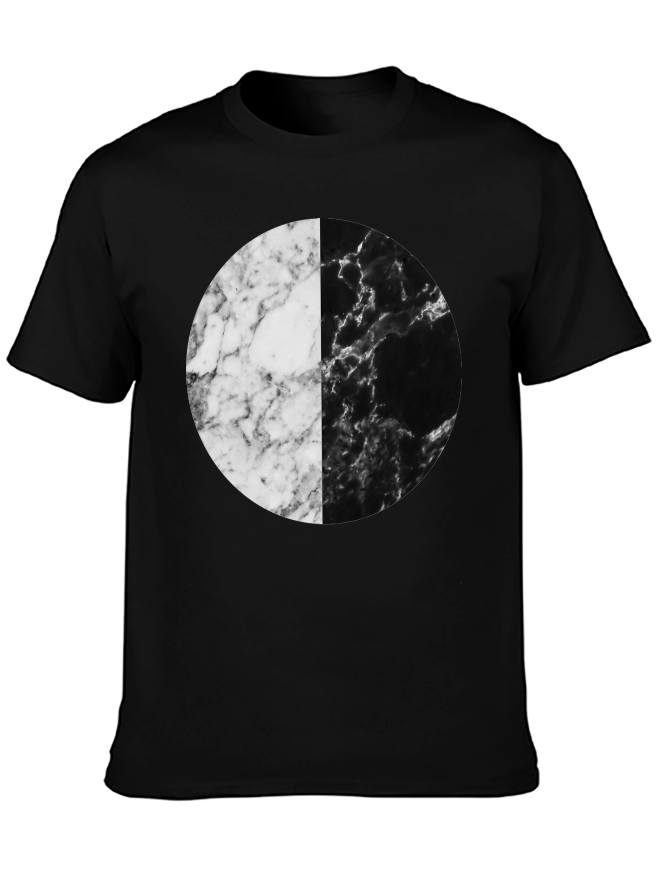 Yin Yang Marble Circle Black T-Shirt