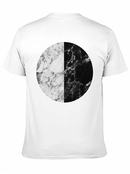 Yin Yang Marble Circle Black T-Shirt