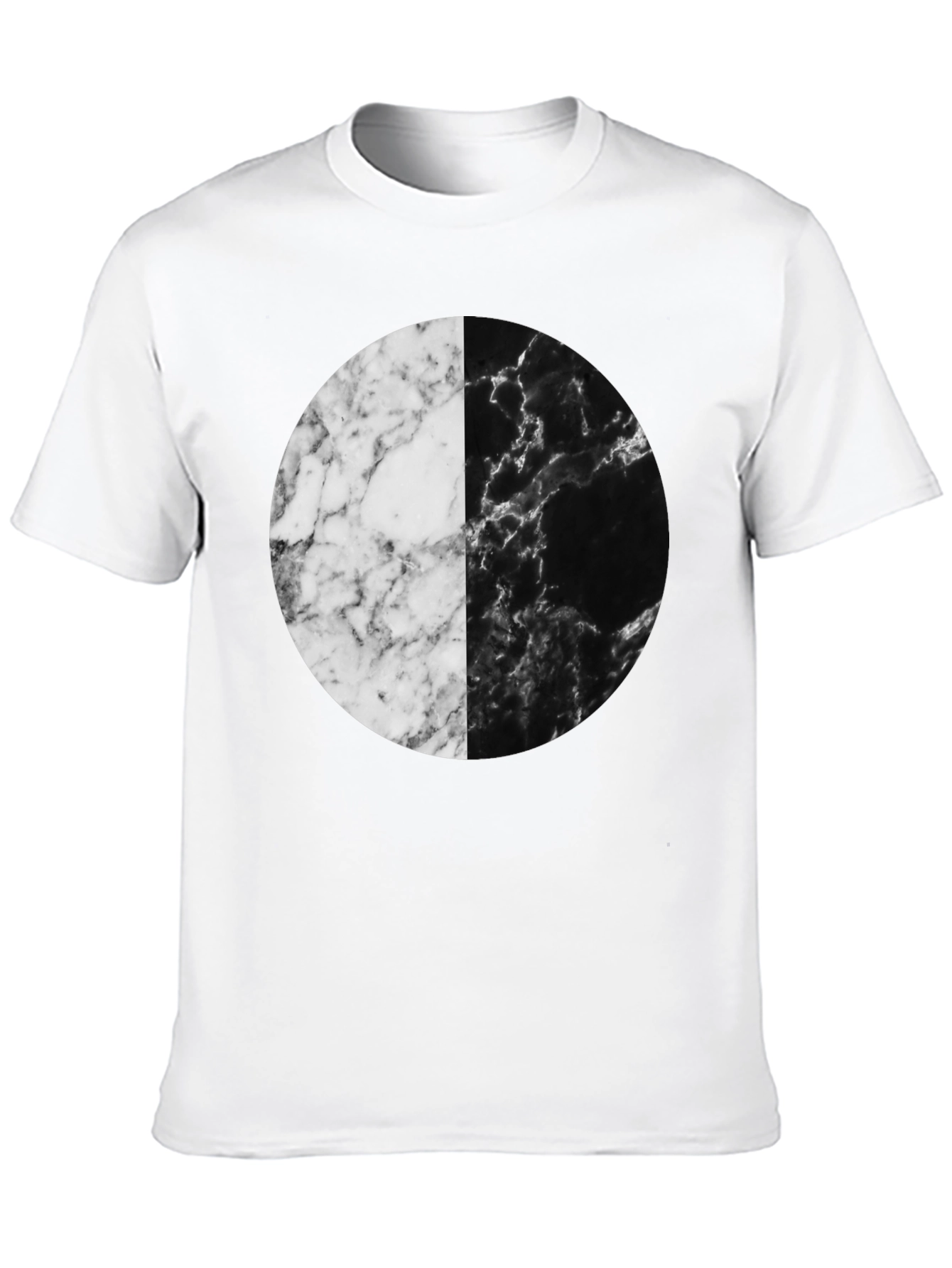 Yin Yang Marble Circle Black T-Shirt