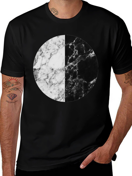 Yin Yang Marble Circle Black T-Shirt