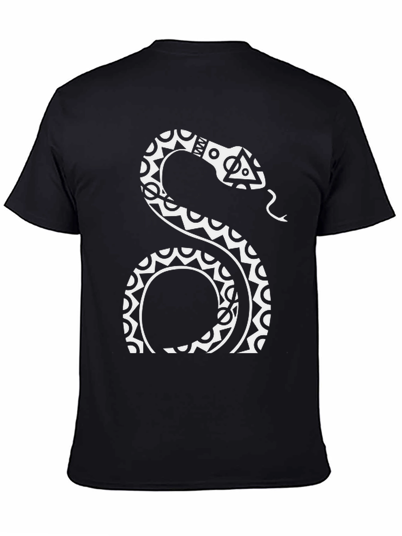 Tribal Snake Graphic Tee - Black Cotton Blend T-Shirt