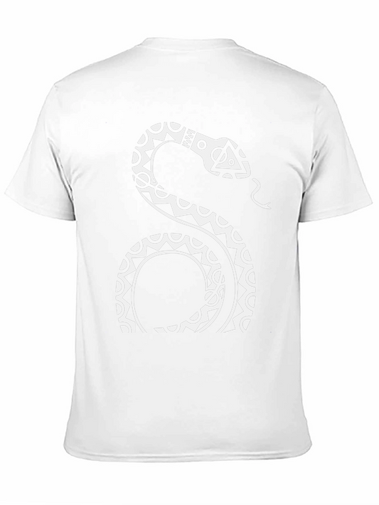 Tribal Snake Graphic Tee - Black Cotton Blend T-Shirt
