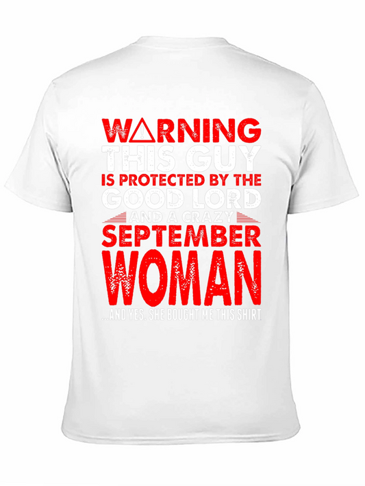 Warning This Guy Protected By Crazy September Woman Graphic T-Shirt