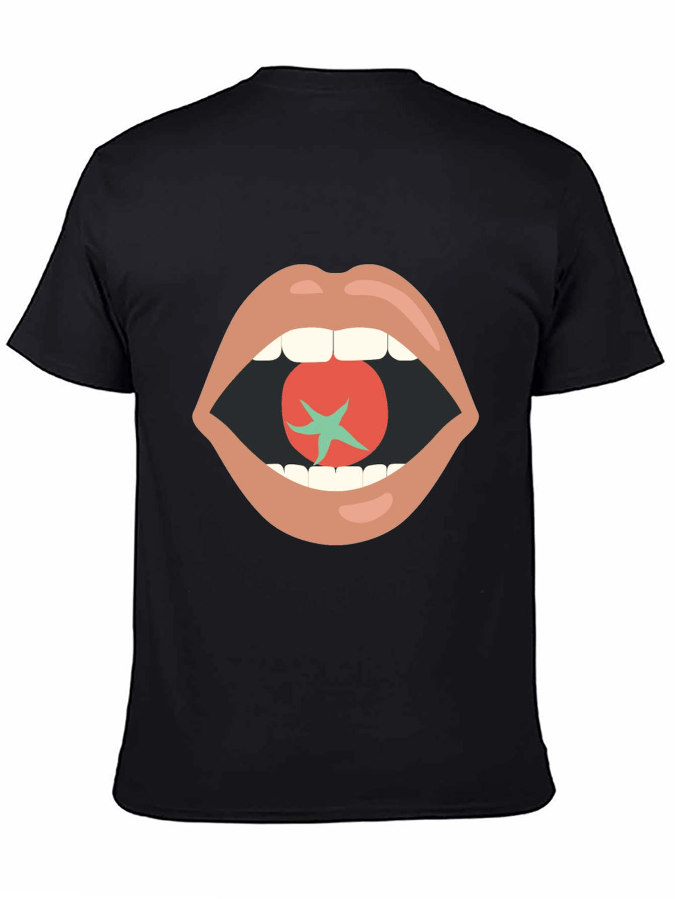 Tomato Mouth Graphic Tee - Funky Black T-Shirt