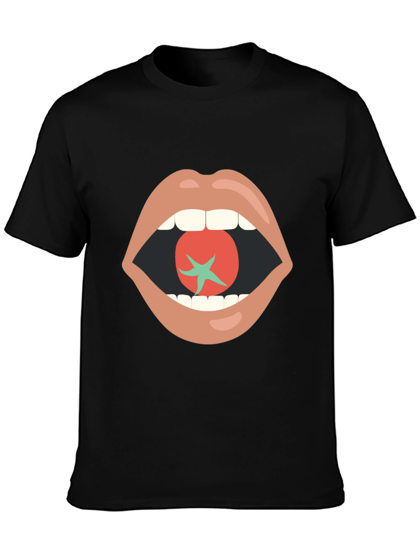 Tomato Mouth Graphic Tee - Funky Black T-Shirt