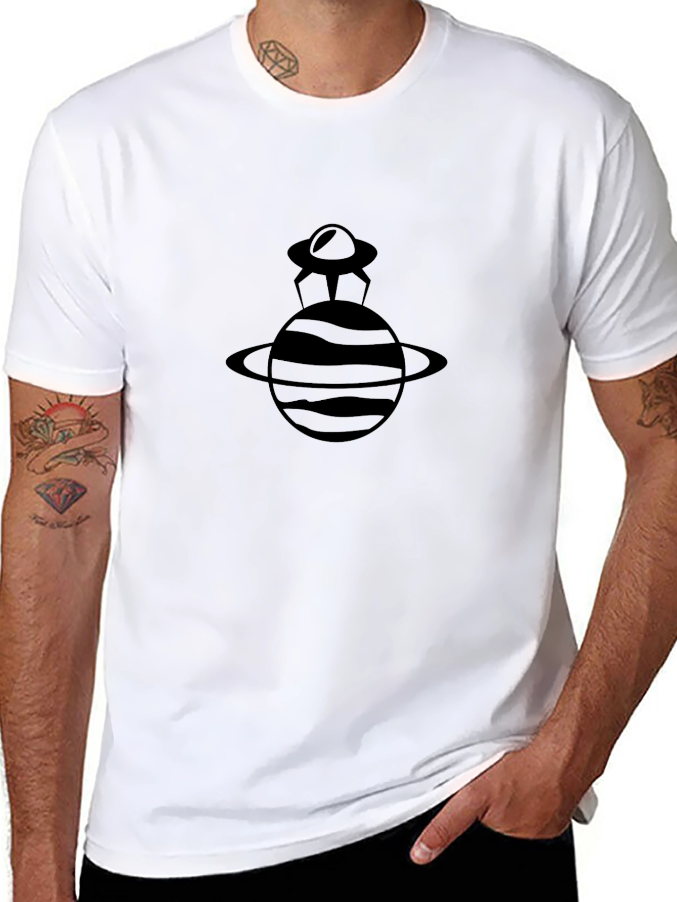 UFO Planet Black T-Shirt - Sci-Fi Graphic Tee