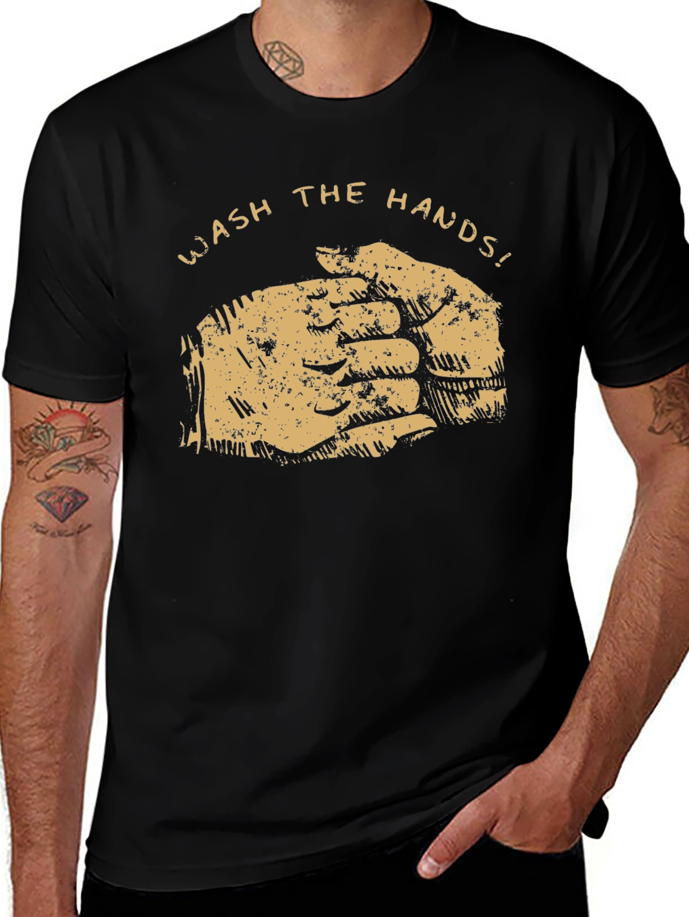 Wash The Hands! Black Graphic Tee