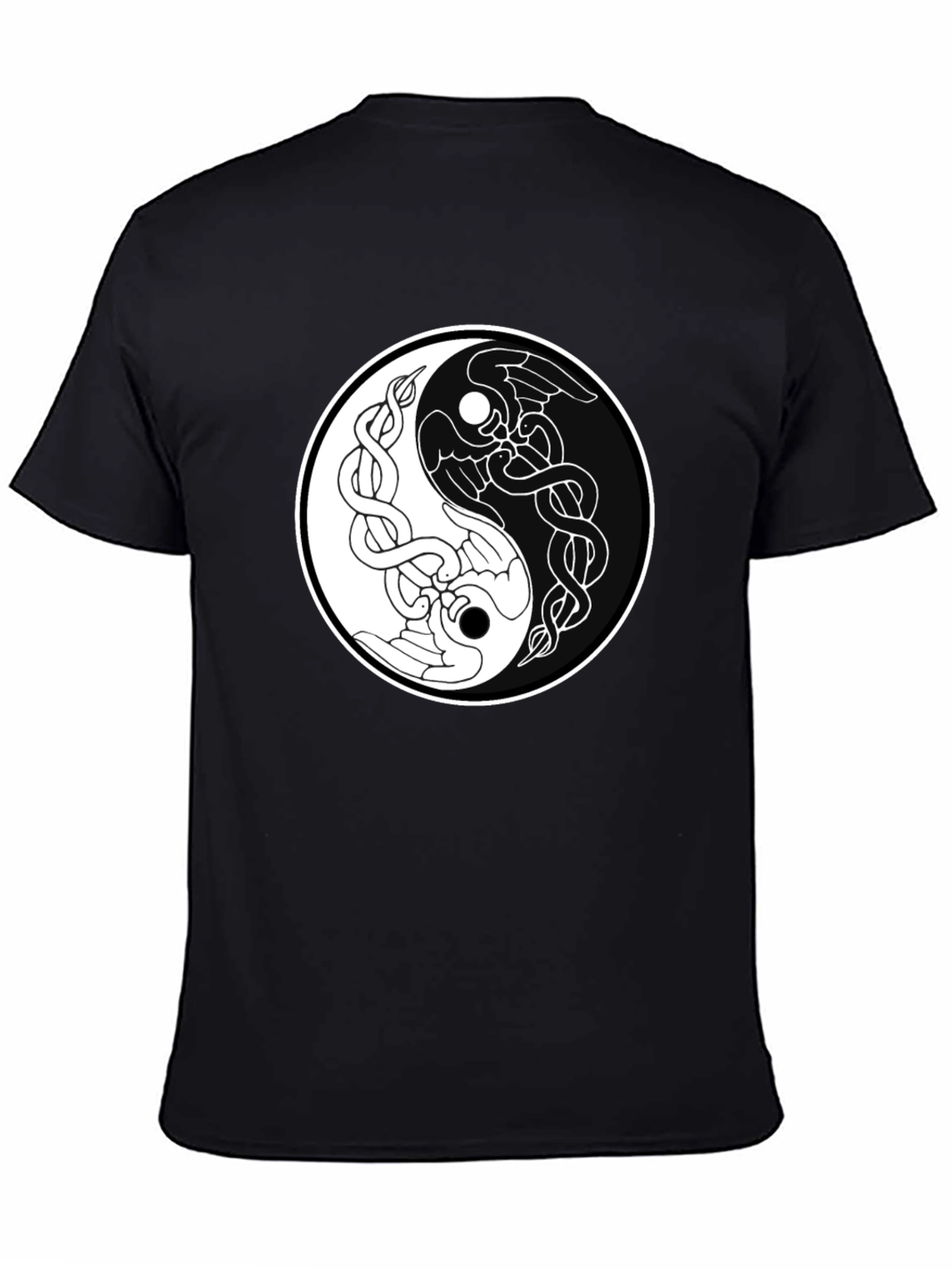 Yin Yang Raven Graphic Tee - Balance in Style