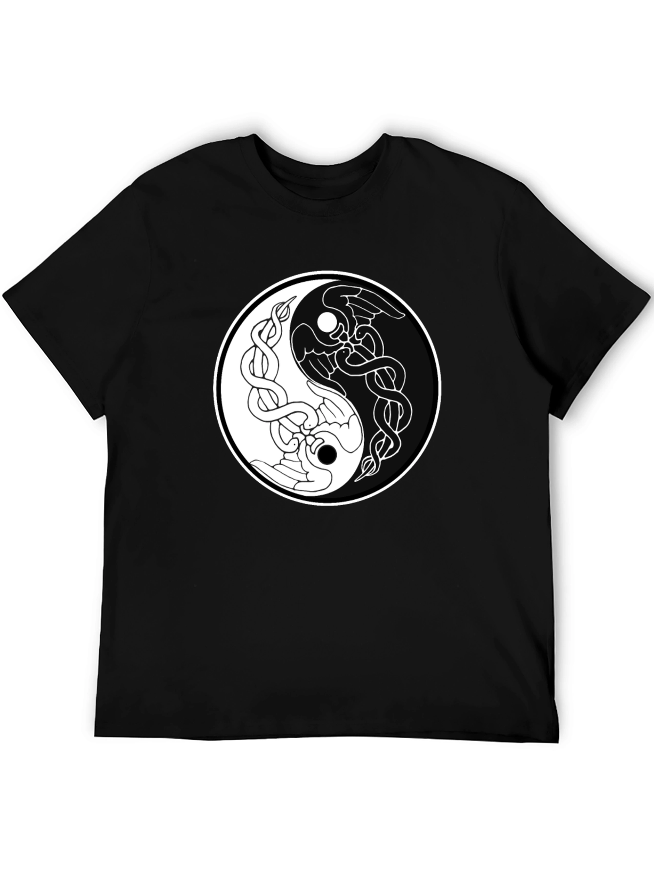Yin Yang Raven Graphic Tee - Balance in Style