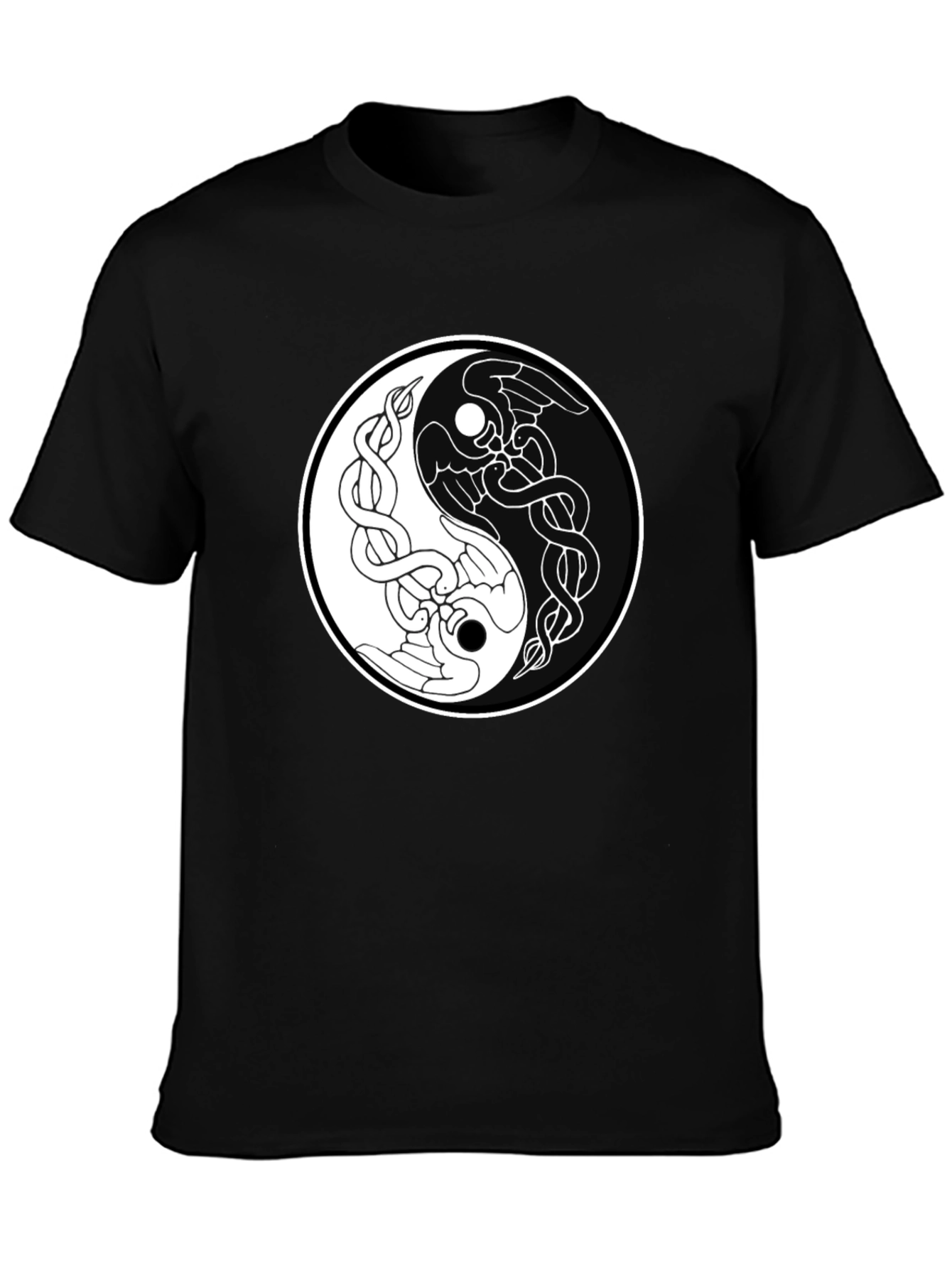 Yin Yang Raven Graphic Tee - Balance in Style