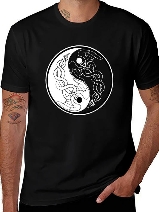 Yin Yang Raven Graphic Tee - Balance in Style
