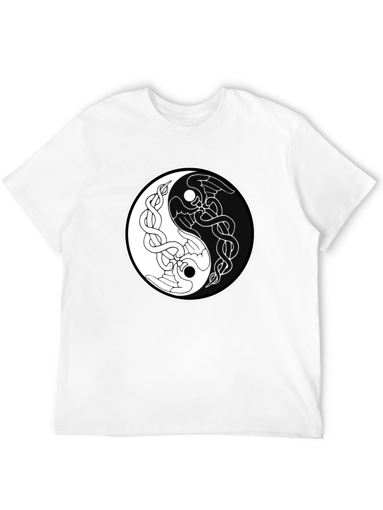 Yin Yang Raven Graphic Tee - Balance in Style