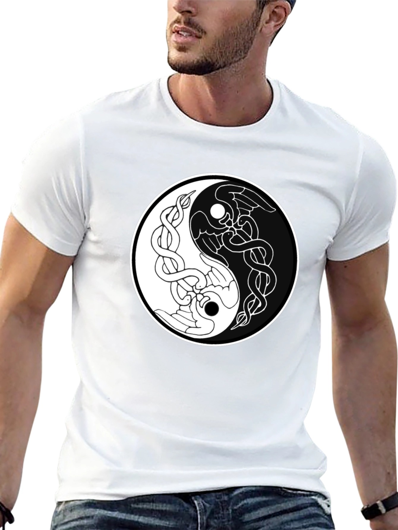 Yin Yang Raven Graphic Tee - Balance in Style