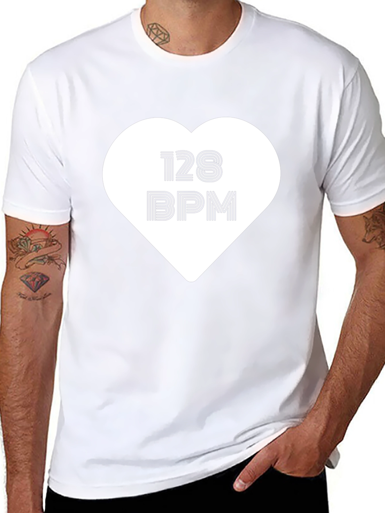 128 BPM Heart T-Shirt - Music Lover Tee