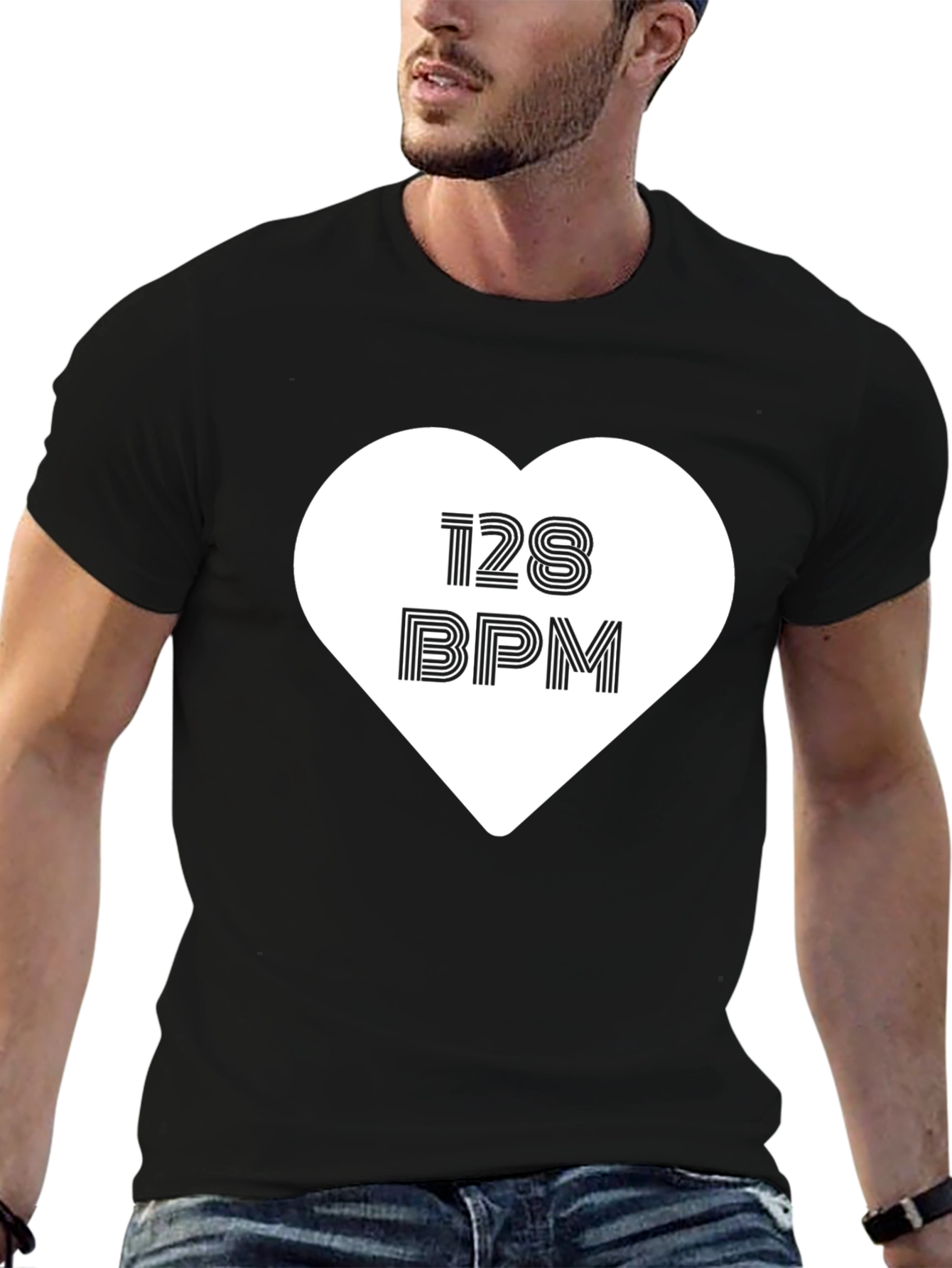 128 BPM Heart T-Shirt - Music Lover Tee