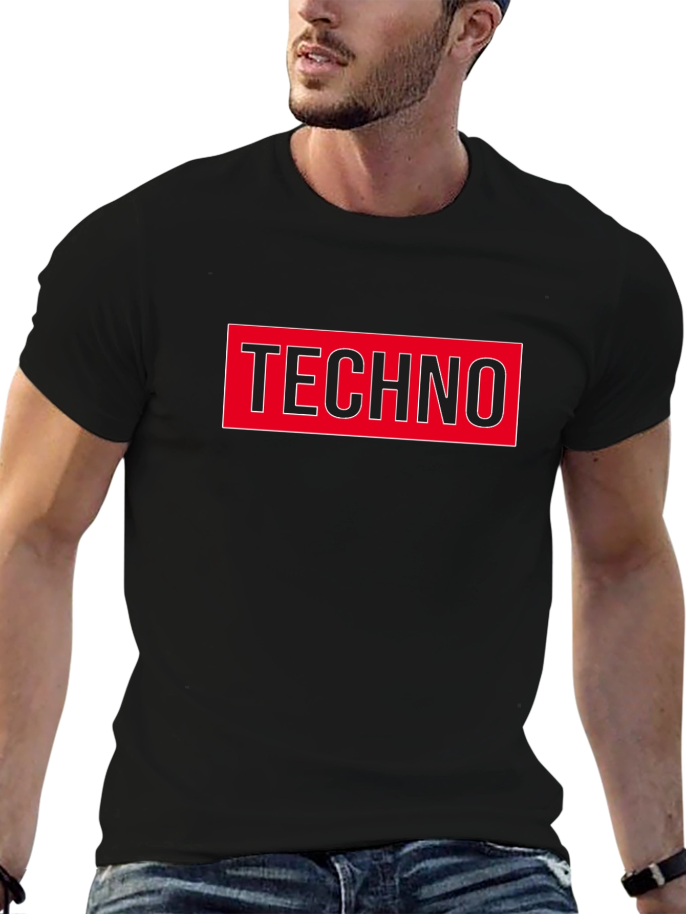 Techno Graphic T-Shirt - Bold Red and Black Tee