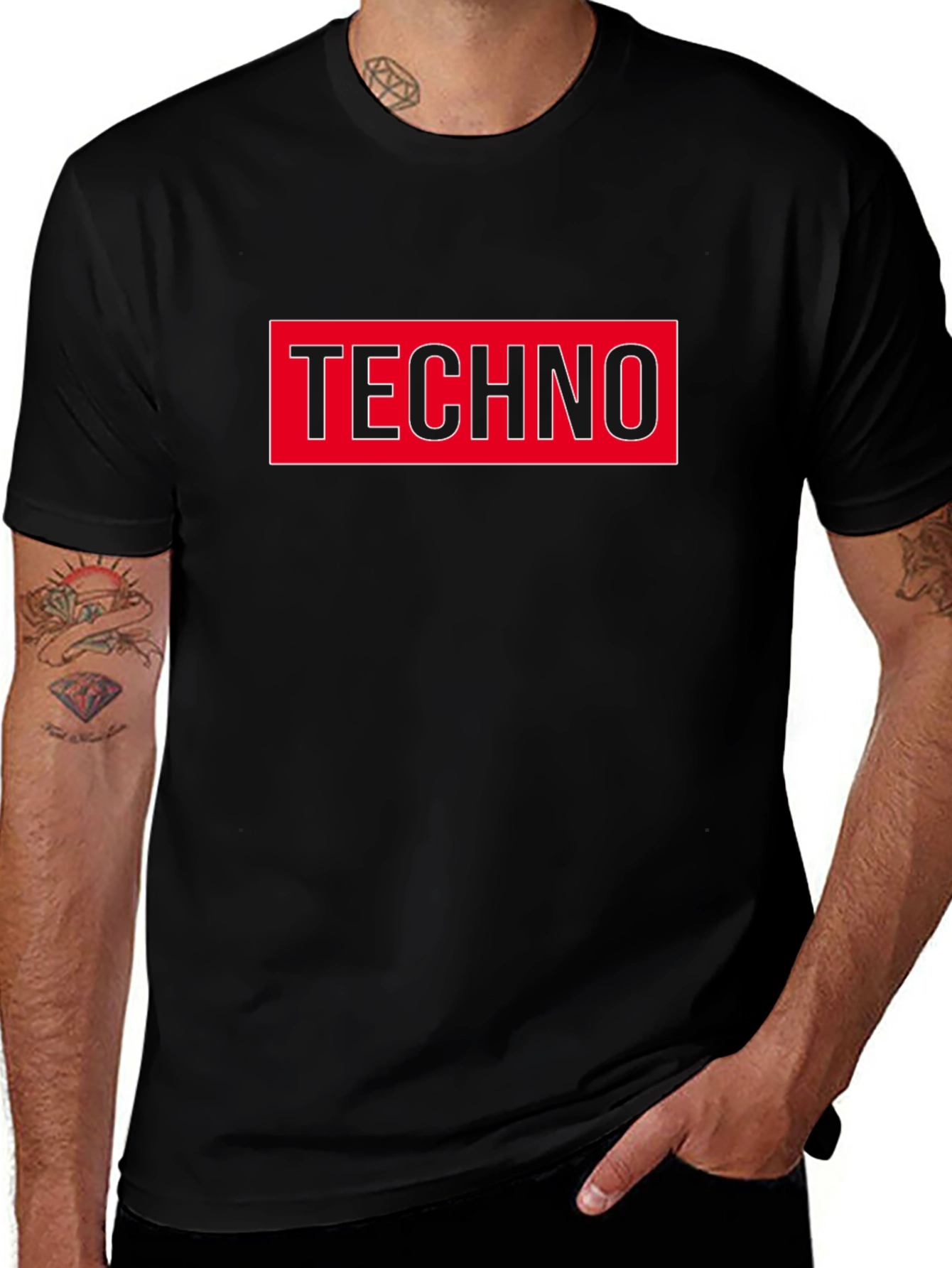 Techno Graphic T-Shirt - Bold Red and Black Tee