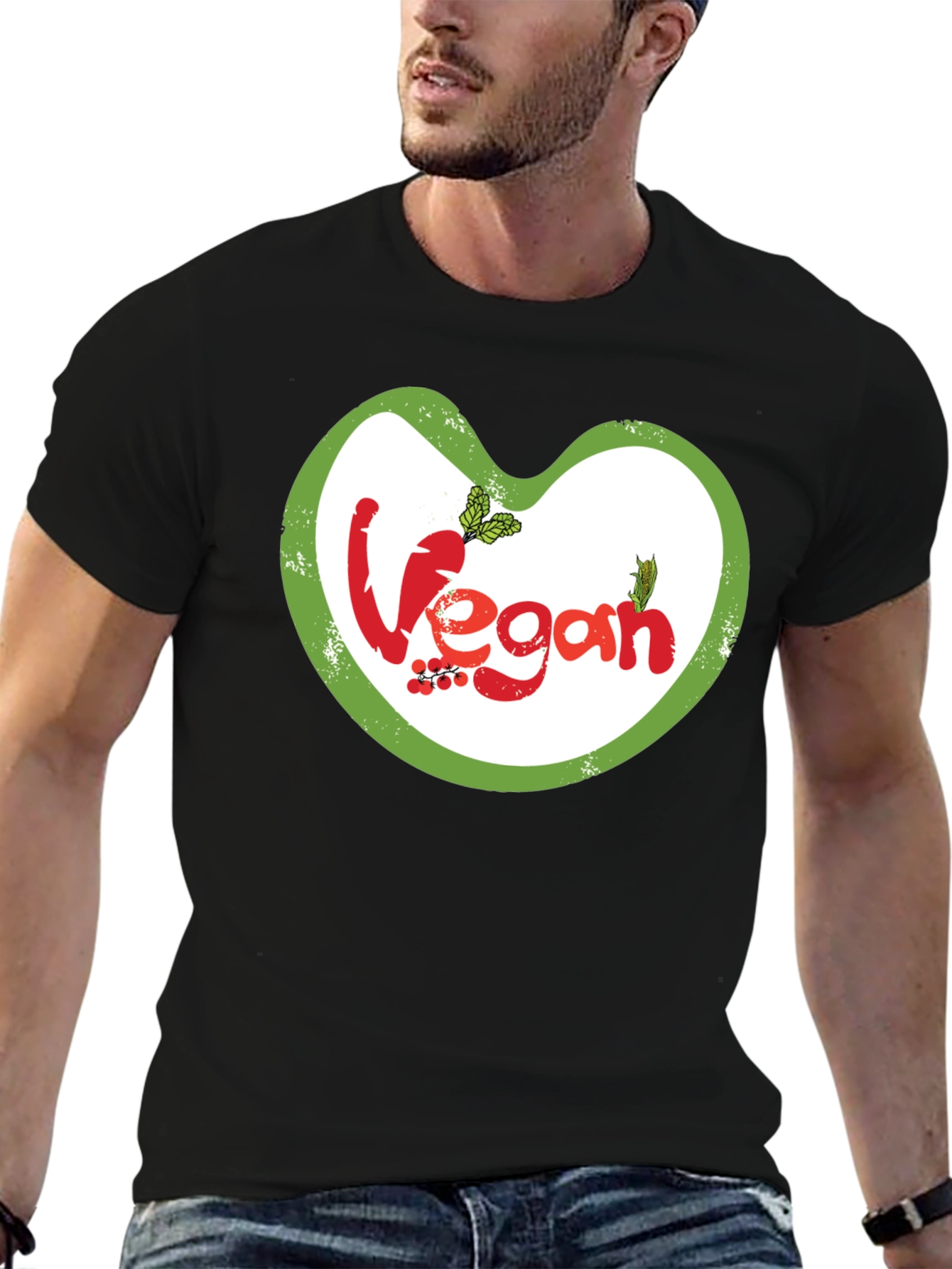 Vegan Graphic T-Shirt - Heart Design