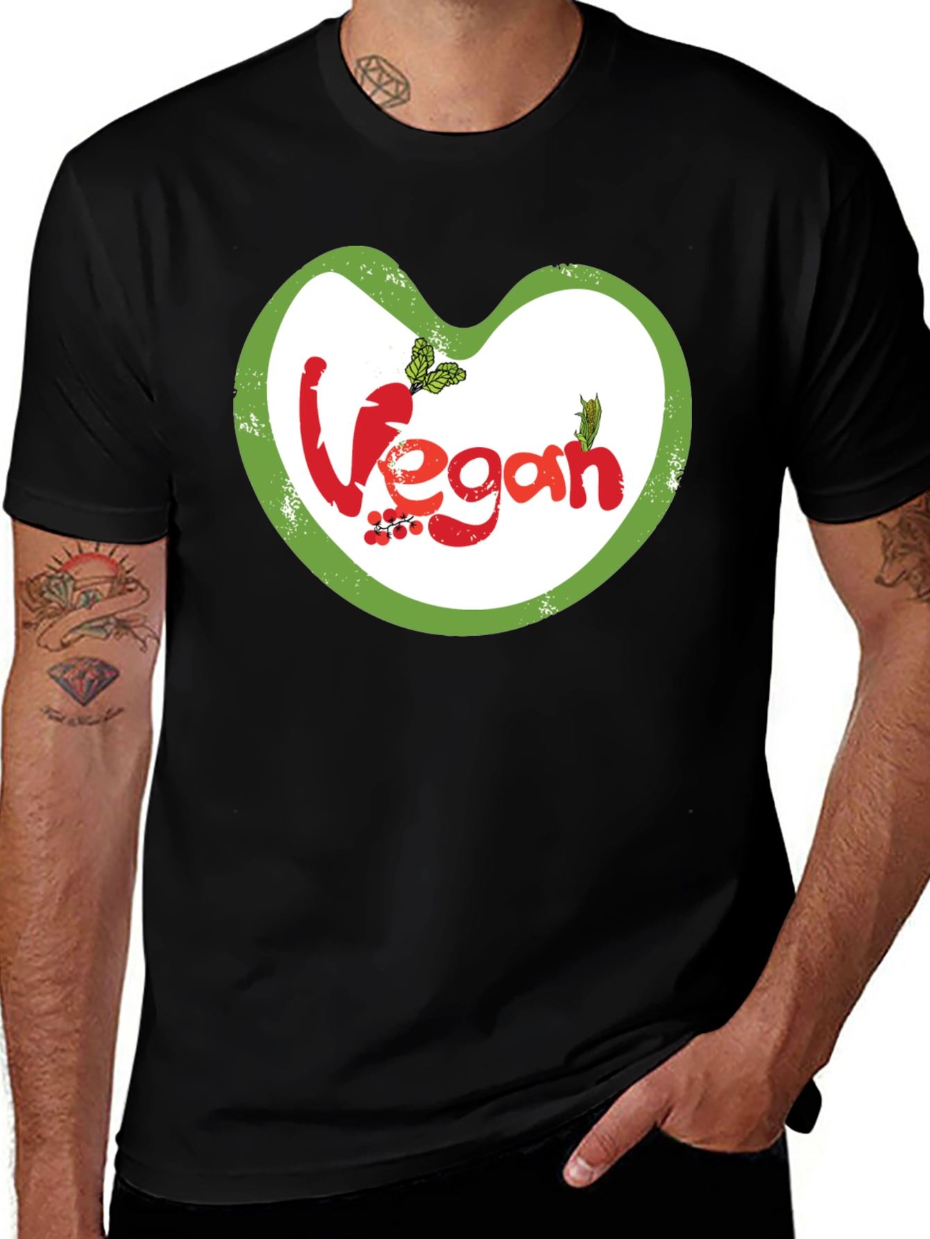 Vegan Graphic T-Shirt - Heart Design